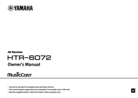 Yamaha HTR-6072 - Owners manual